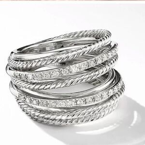 The Moderne Statement band ring in 925 & white sapphire sz 5